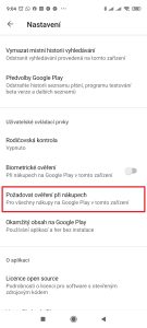 Otevřete sekci Požadovat ověření při nákupech