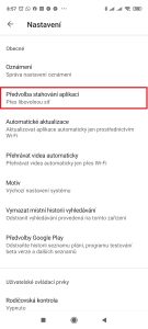 Otevřete sekci Předvolba stahování aplikací