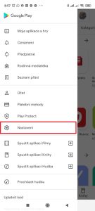 Pokračujte do Nastavení