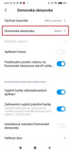 Pokud zde vidíte volbu Domovská obrazovka, pak váš MIUI Launcher podporuje tradiční seznam aplikací
