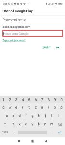 Zadejte heslo k účtu Google