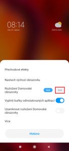 Změňte Rozložení Domovské obrazovky z původního 4×6 na 5×6