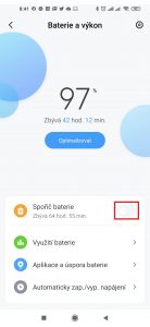 Aktivujte přepínač Spořič baterie