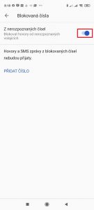 Aktivujte volbu Z nerozpoznaných čísel