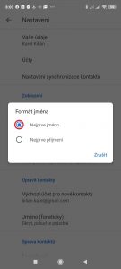 Má být zobrazováno Nejprve jméno, nebo Nejprve příjmení
