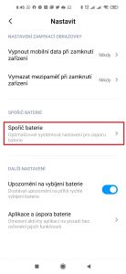 Pokračujte do Spořič baterie