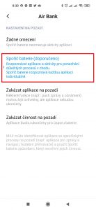 Výchozí nastavení spotřeby baterie