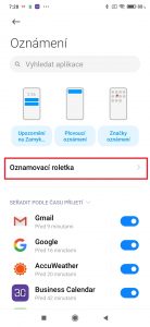 Klepněte na Oznamovací roletka