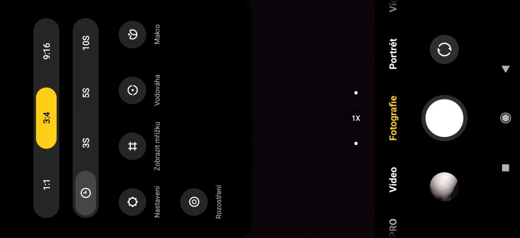 Kontextová nabídka fotoaparátu