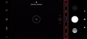 Nabídka režimů aplikace Fotoaparát