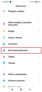 Nastavení-Domovská obrazovka