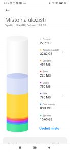 Obsazení interního úložiště