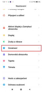 Pokračujte do Oznámení