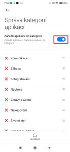 Správa kategorií aplikací