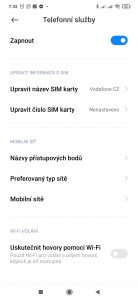 Nastavení SIM karty