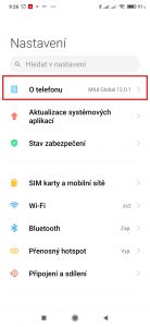 Přejděte do O telefonu