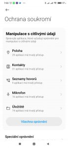 Sekce Ochrana soukromí