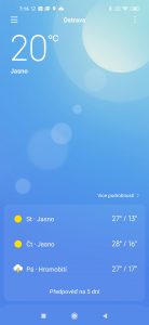 Stará verze aplikace Počasí