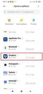 Aplikace Dropbox