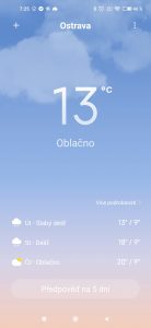 Aplikace počasí se sledovaným městem