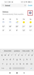 Tlačítkem Plus přidáte město