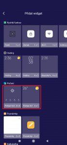 Widgety aplikace Počasí