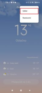 Zvolte možnost Sdílet