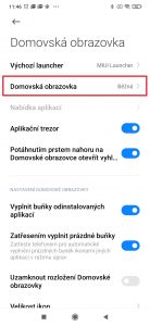 Pokračujte do sekce Domovská obrazovka