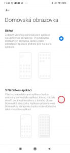 Domovská obrazovka s nabídkou aplikací