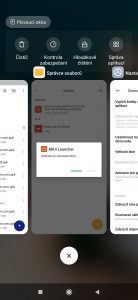 Horizontální seznam nedávných aplikací