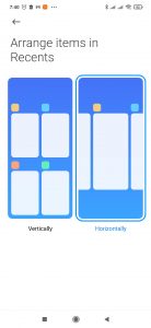 Nový horizontální seznam nedávných aplikací