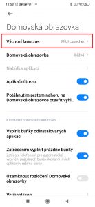 Pokračujte do sekce Výchozí launcher