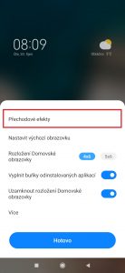 V další nabídce zvolte Přechodové efekty