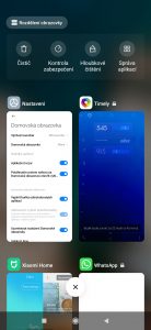 Klasický, tj. vertikální seznam nedávných aplikací