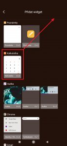 Zvolte si widget, který chcete používat a podržte na něm prst