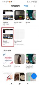 Pokračujte do alba Snímky obrazovky