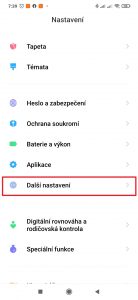 Přejděte do sekce Další nastavení