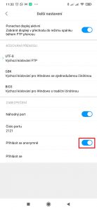 Deaktivujte přepínač Přihlásit se anonymně