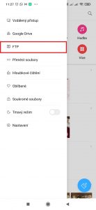 Klepněte na FTP