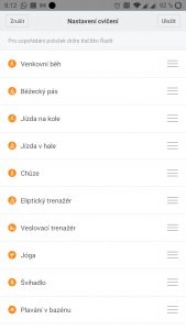 Pořadí aktivit na náramku