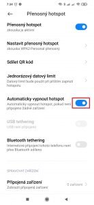 Aktivujte volbu Automaticky vypnut hotspot
