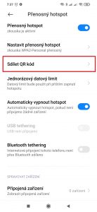 Klepněte na možnost Sdílet QR kód
