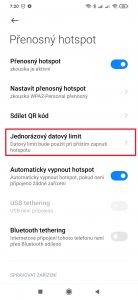 Otevřete sekci Jednorázový datový limit