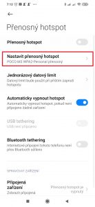 Otevřete sekci Nastavit přenosný hotspot
