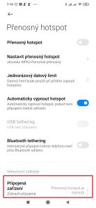 Otevřete sekci Připojená zařízení