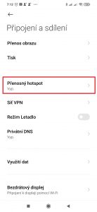 Pokračujte do Přenosný hotspot
