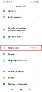 Pokračujte do sekce Xiaomi účet