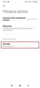 Seznam připojených zařízení