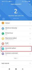 Otevřete Upozornění aplikací
