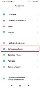 Pokračujte do sekce Ochrana soukromí